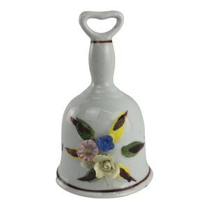 Vintage Capodimonte Porcelain Bell With Applied Floral Design